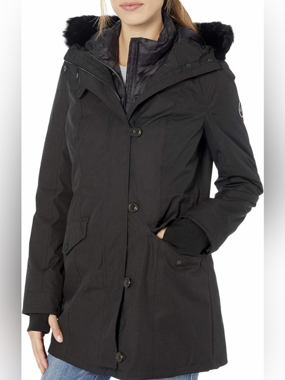 UGG Women Adirondack Down Parka 3 IN 1 Black Hooded Jacket Coat Size S New